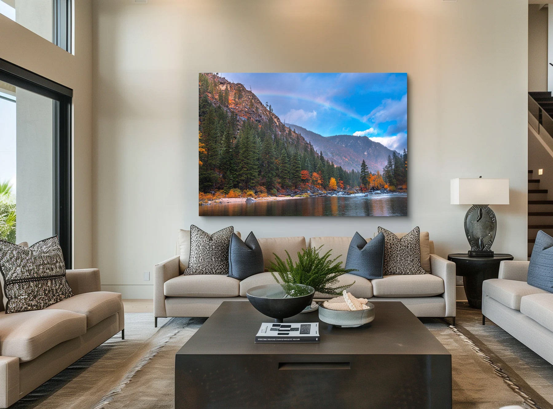 Lumachrome acrylic print of The Canyon’s Prism displayed in a modern living room.